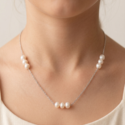 Luxury 925 Silver Pearl Necklace for Girls & Women