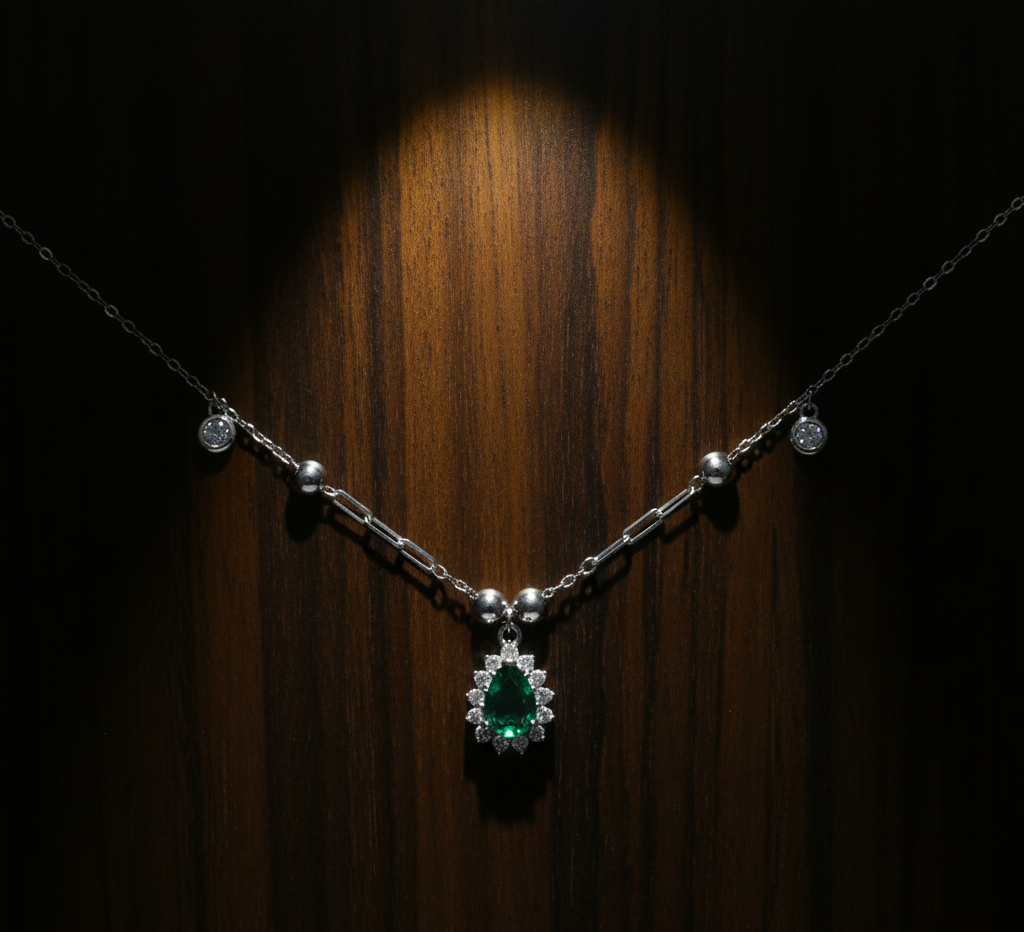 925 Sterling Silver Classic Pendant With Pearl Chain Necklace with Adjustable Length For Women