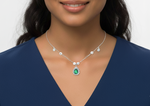 Load image into Gallery viewer, 925 Sterling Silver Classic Emerald Green Stone Pendant Necklace with Adjustable Length
