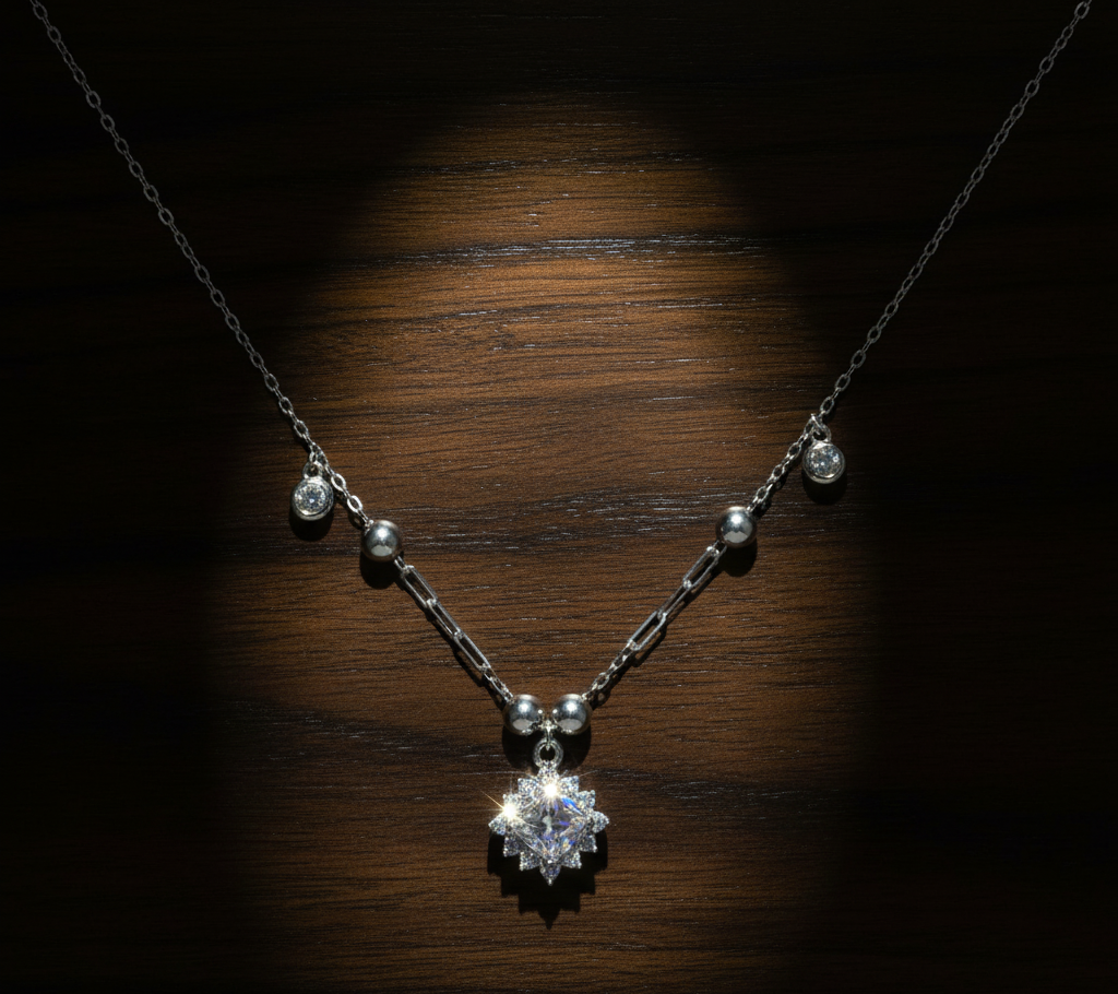 925 Sterling Silver Classic Emerald Green Stone Pendant Necklace with Adjustable Length