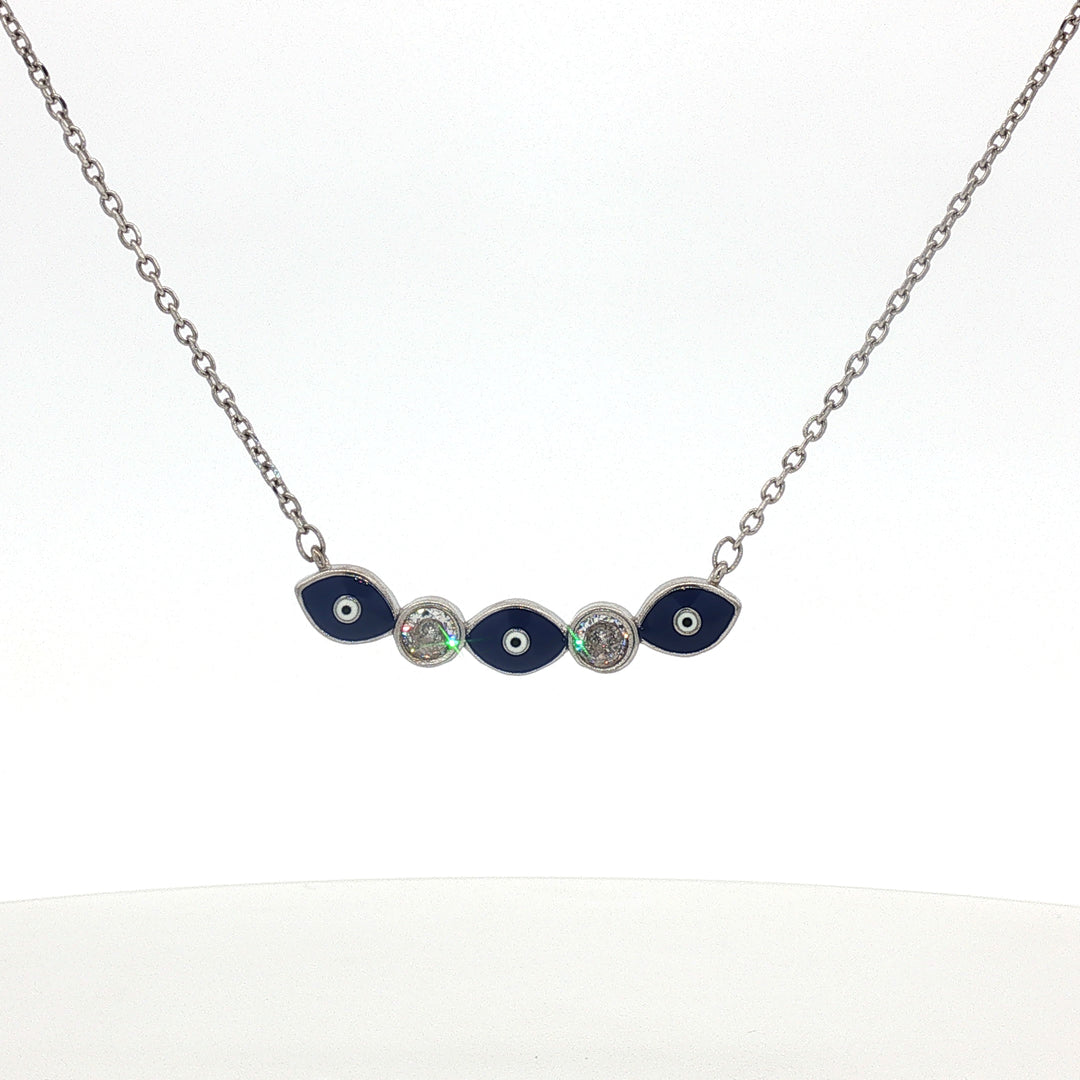 925 Sterling Silver Blue Evil Eye Pendant with Chain