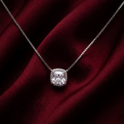 925 Sterling Silver Stud Diamond Pendant Necklace with Adjustable Length