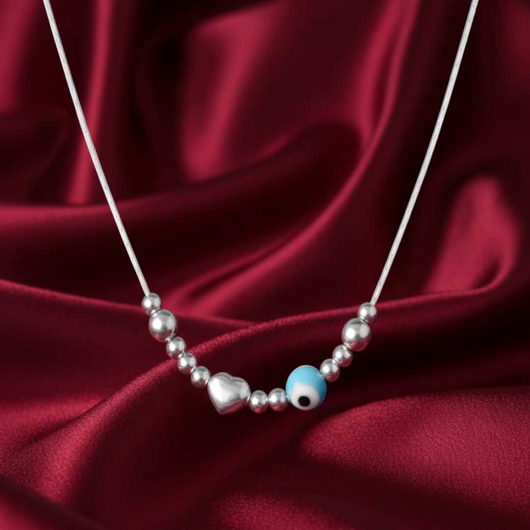 Evil Eye 925 Sterling Silver Necklace with Adjustable Length