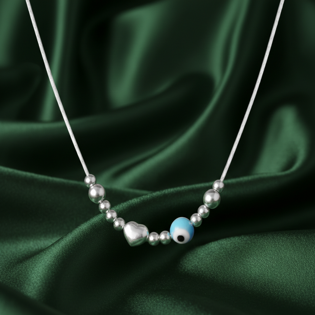 Evil Eye 925 Sterling Silver Necklace with Adjustable Length
