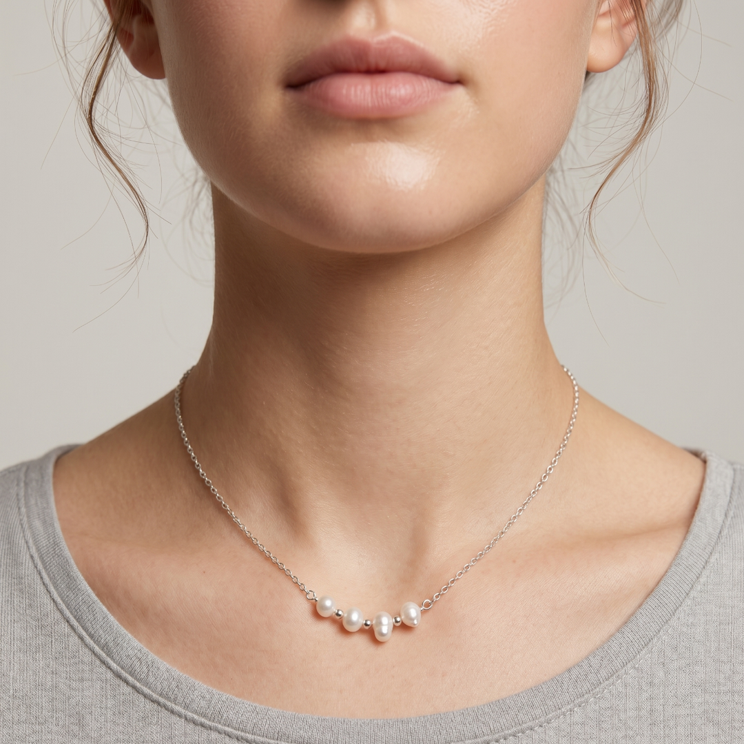 Luxury 925 Silver Pearl Necklace for Girls & Women