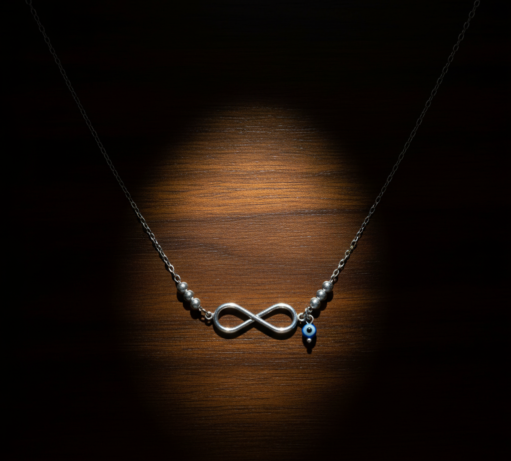 925 Sterling Silver Classic Infinity Pendant Necklace with Adjustable Length