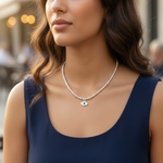 Load image into Gallery viewer, 925 Sterling Silver Evil Eye Pendant Necklace with Adjustable Length
