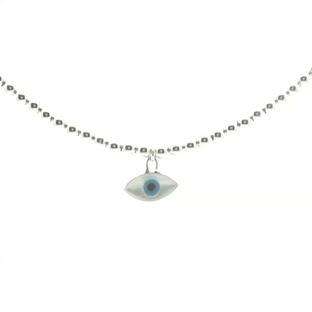 925 Sterling Silver Evil Eye Pendant Necklace with Adjustable Length