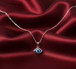 Load image into Gallery viewer, 925 Sterling Silver Evil Eye Shape Pendant Necklace with Adjustable Length
