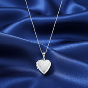Photo Locket Heart Shaped Openable Pendant 925 Sterling Silver With Chain