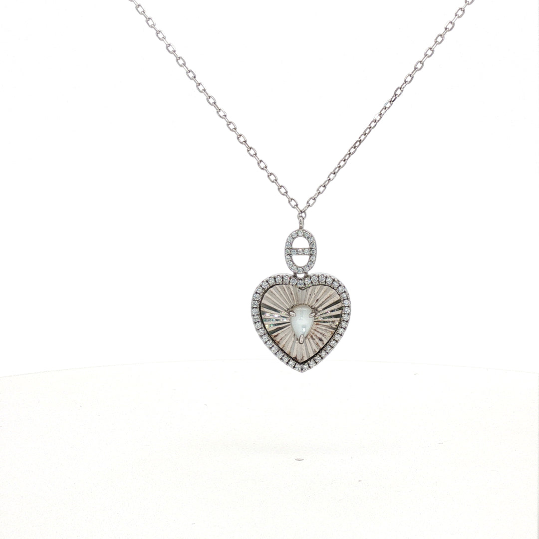 Luxury 925 Sterling Silver Crystal Flower Pendant with Chain