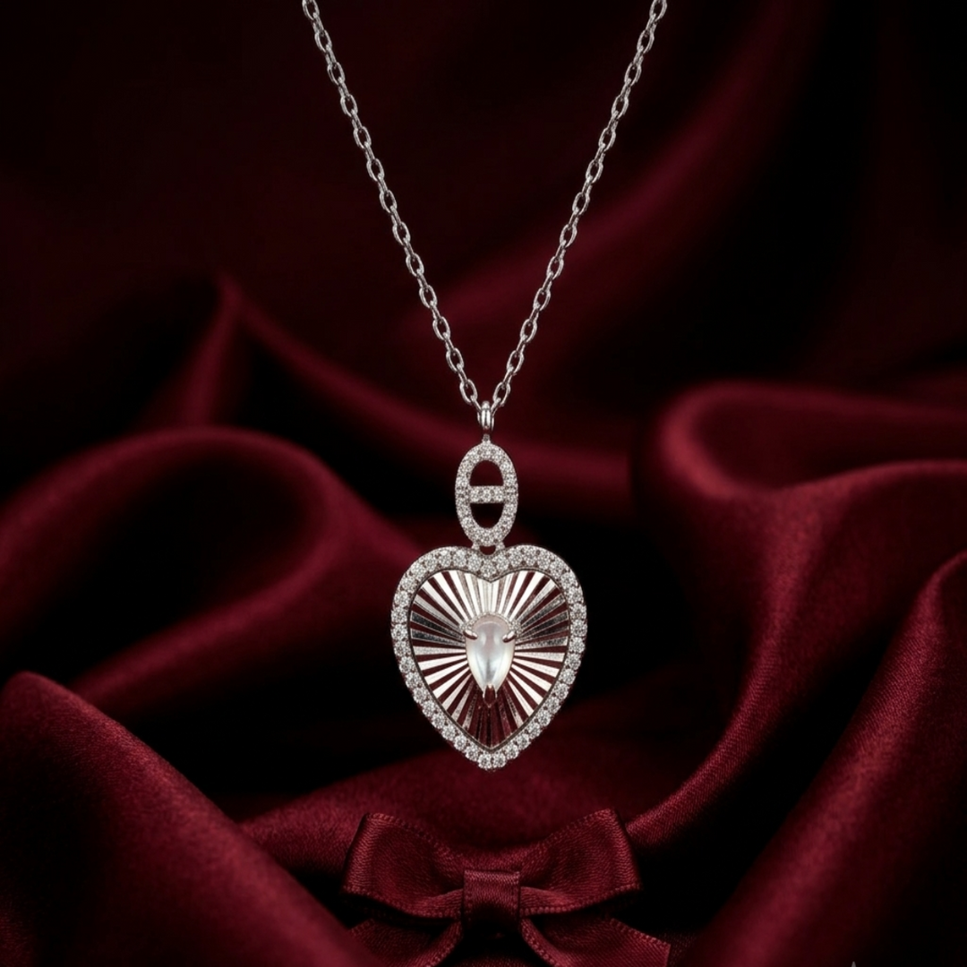 Luxury 925 Sterling Silver Crystal Flower Pendant with Chain