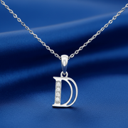 925 Sterling Silver Alphabet D Pendant Chain with Adjustable Length