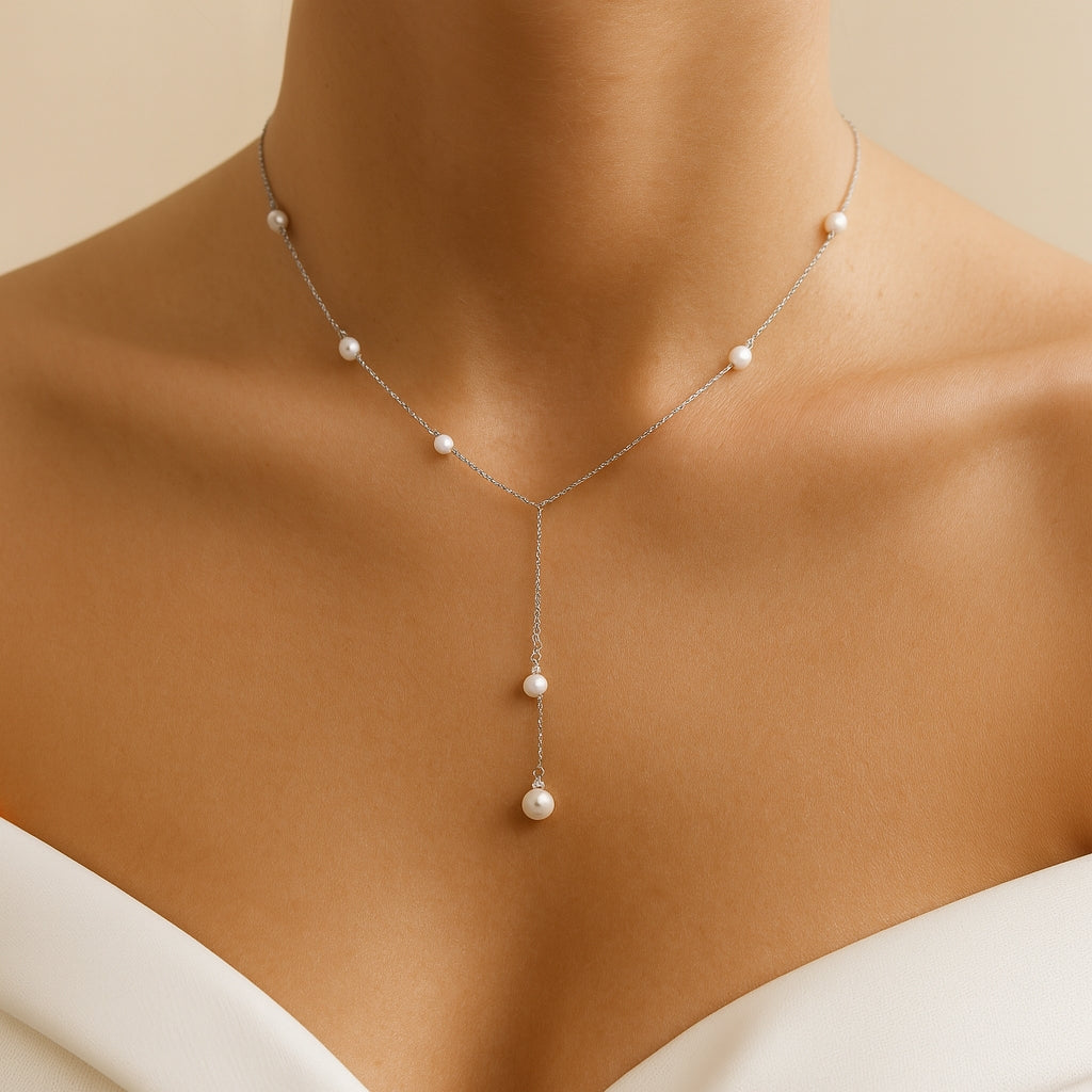 Luxury 925 Silver Pearl Necklace for Girls & Women