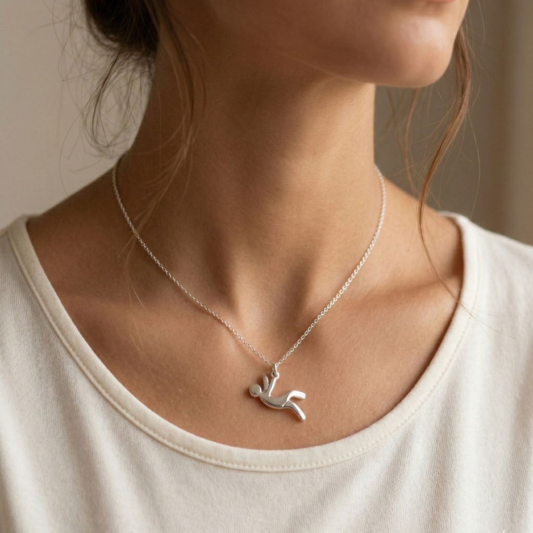 Still Falling For you 925 Sterling Silver Pendant Adjustable Chain with Message Postcard