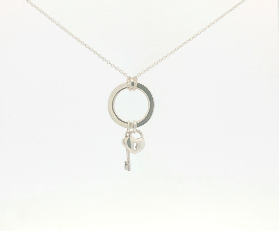 You Hold Key To My Heart 925 Sterling Silver Pendant Adjustable Chain with Message Postcard