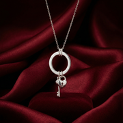 You Hold Key To My Heart 925 Sterling Silver Pendant Adjustable Chain with Message Postcard