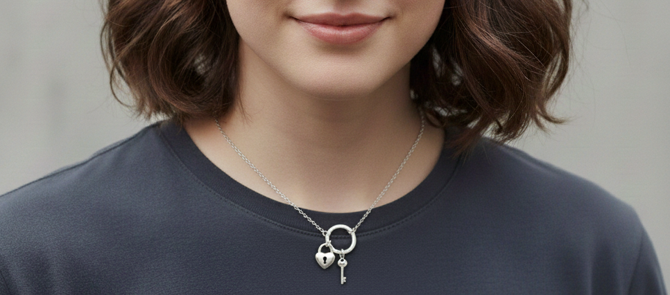 You Hold Key To My Heart 925 Sterling Silver Pendant With Chain Adjustable Length