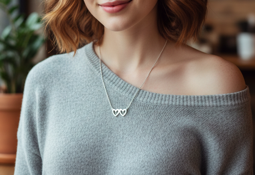 HEART To HEART 925 Sterling Silver Pendant With Chain Adjustable Length