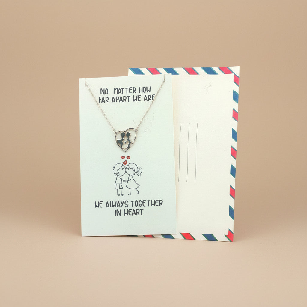 We Always Together In Heart 925 Sterling Silver Pendant With Chain Adjustable Length