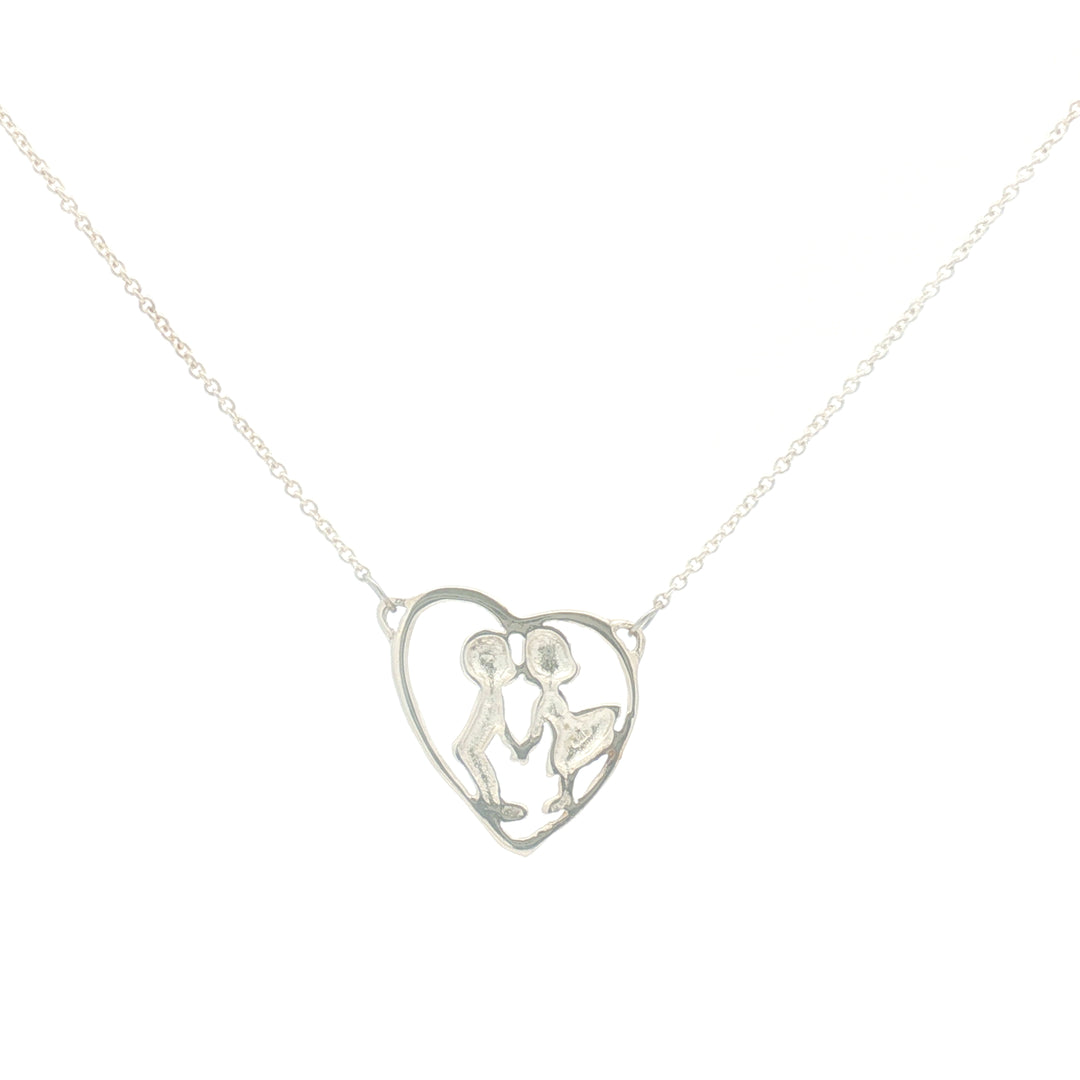 We Always Together In Heart 925 Sterling Silver Pendant Adjustable Chain with Message Postcard
