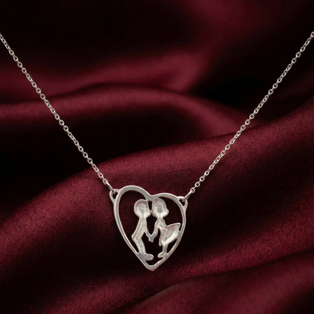 We Always Together In Heart 925 Sterling Silver Pendant Adjustable Chain with Message Postcard