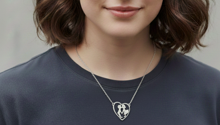 We Always Together In Heart 925 Sterling Silver Pendant With Chain Adjustable Length