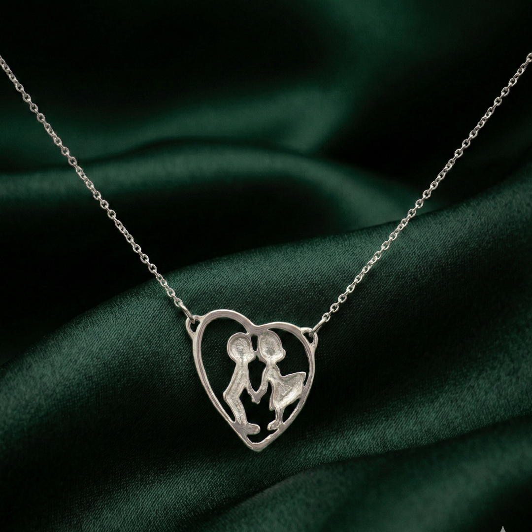 We Always Together In Heart 925 Sterling Silver Pendant Adjustable Chain with Message Postcard