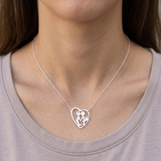 We Always Together In Heart 925 Sterling Silver Pendant Adjustable Chain with Message Postcard