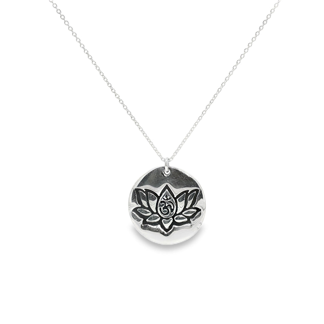Namaste Lotus 925 Sterling Silver Pendant With Chain Adjustable Length