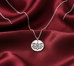 Load image into Gallery viewer, Namaste Lotus 925 Sterling Silver Pendant With Chain Adjustable Length

