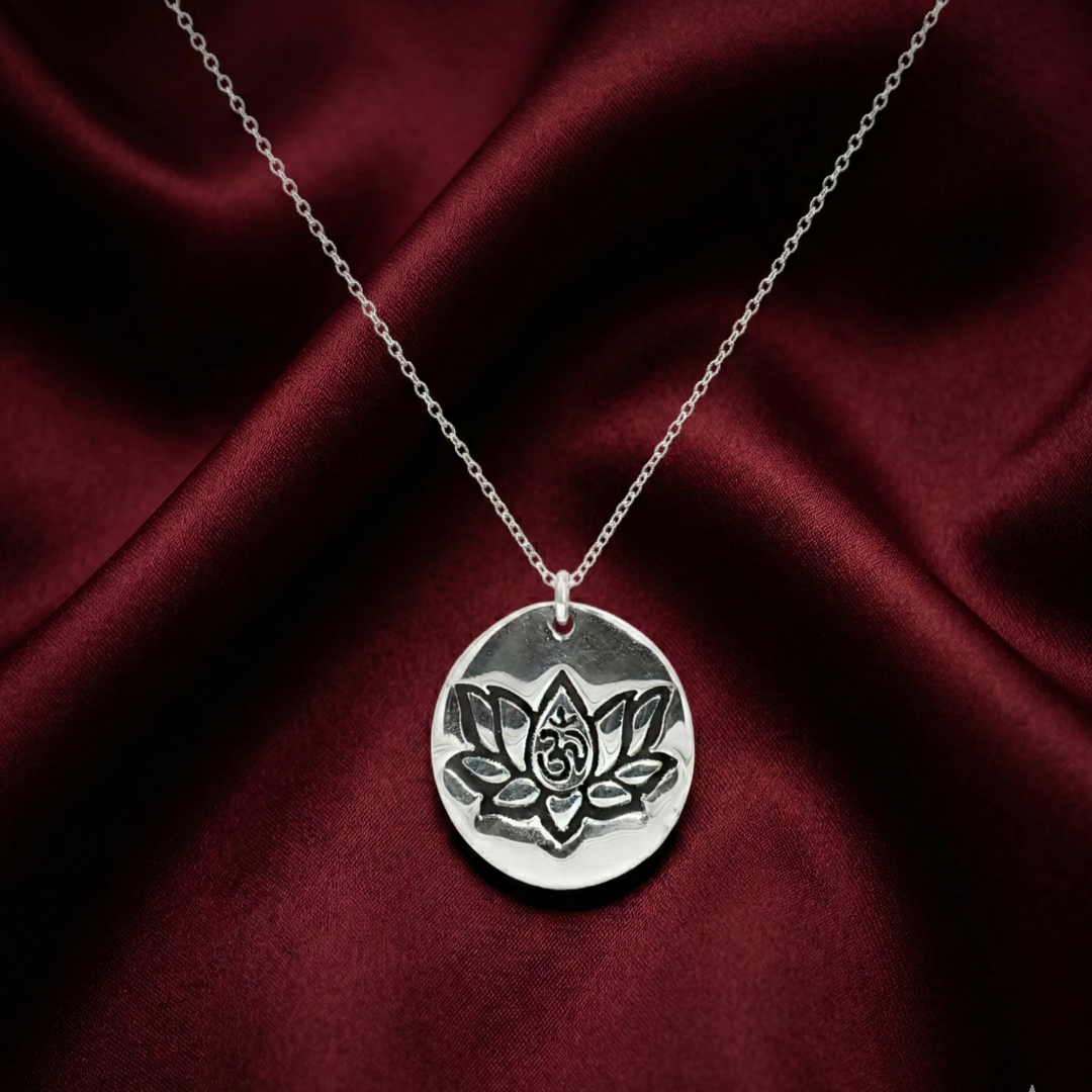 Namaste Lotus 925 Sterling Silver Pendant Adjustable Chain with Message Postcard