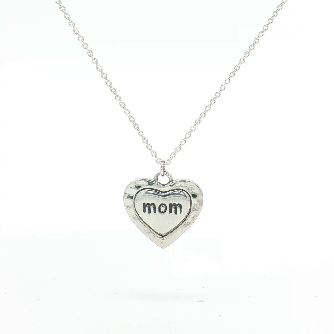 Mom I Love You 925 Sterling Silver Pendant Adjustable Chain with Message Postcard