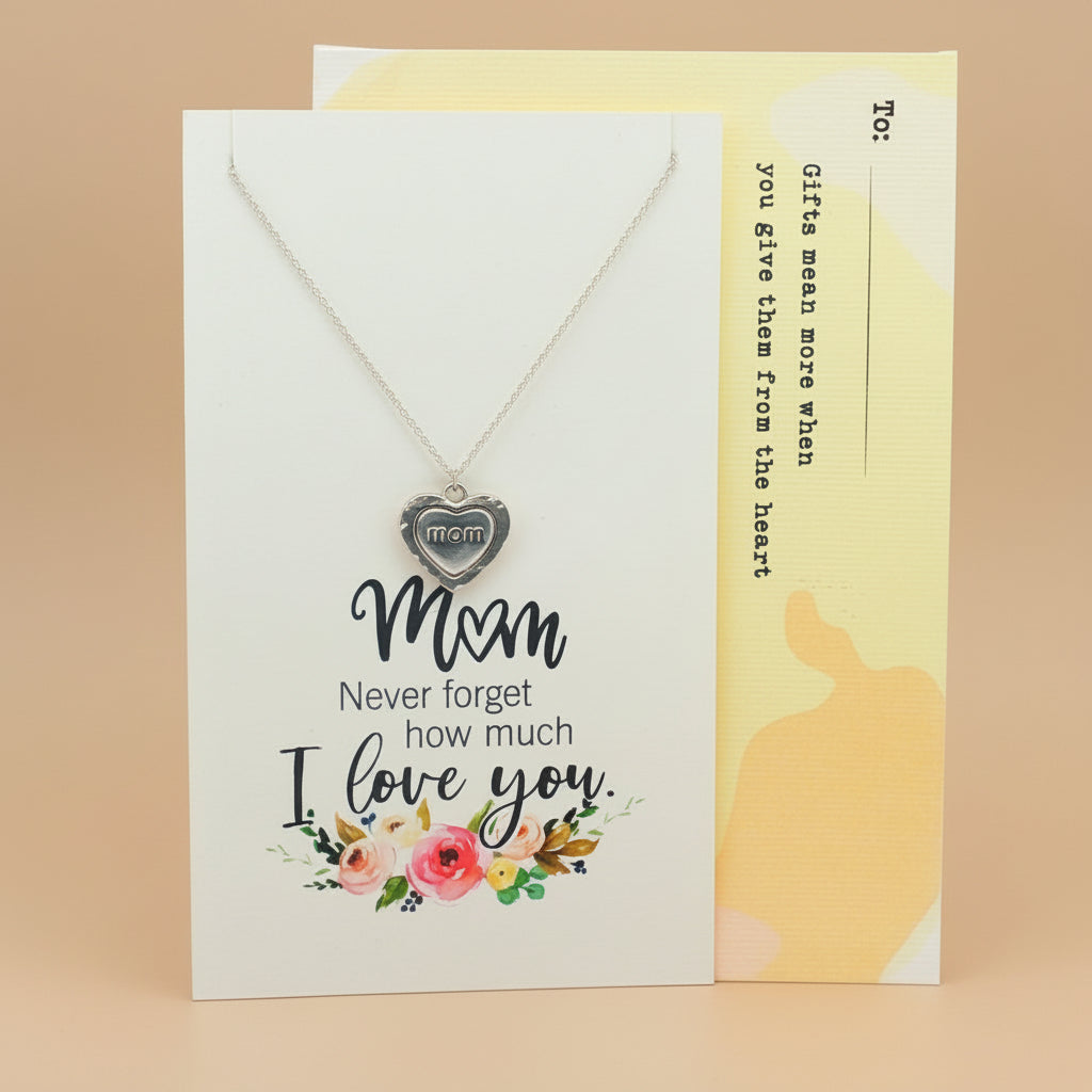Mom I Love You 925 Sterling Silver Pendant With Chain Adjustable Length