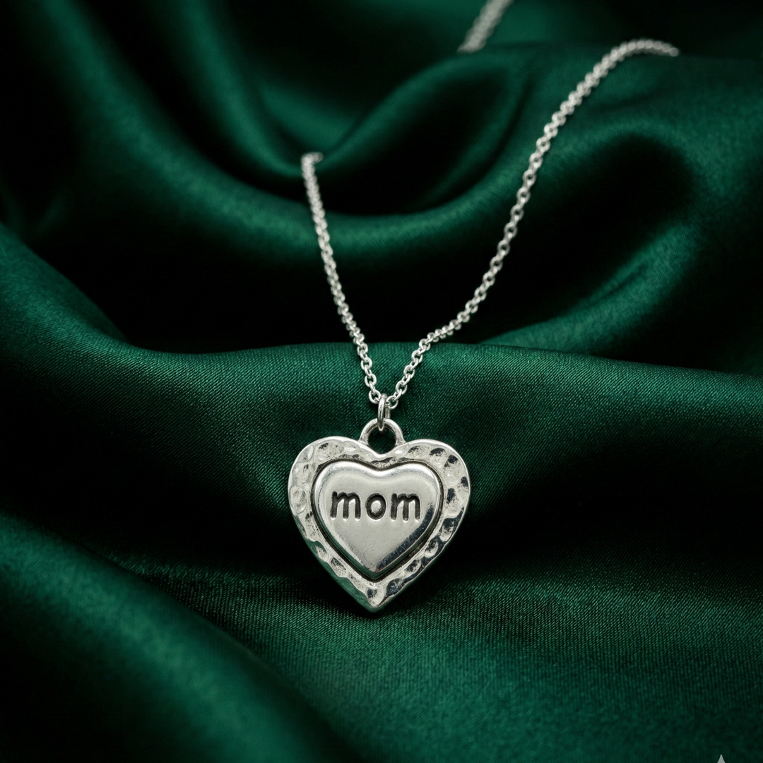 Mom I Love You 925 Sterling Silver Pendant Adjustable Chain with Message Postcard