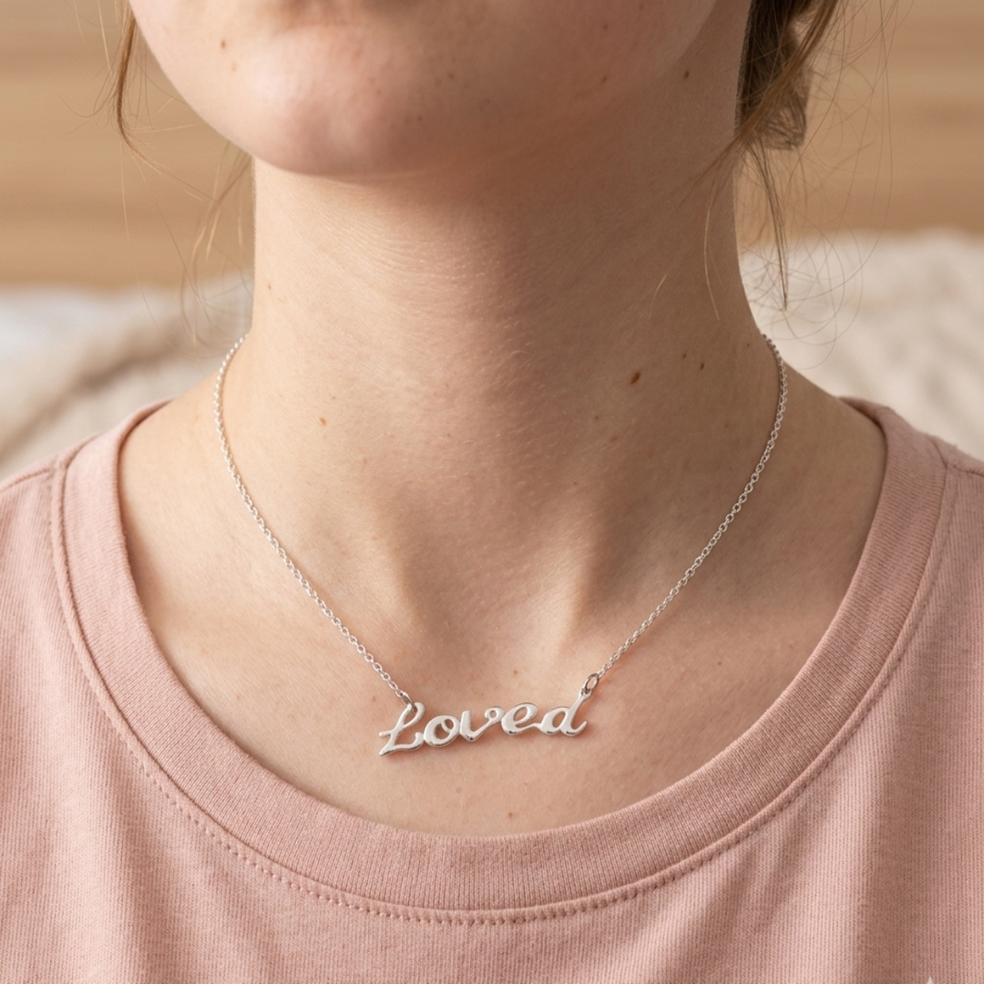 Love 925 Sterling Silver Pendant Adjustable Chain with Message Postcard