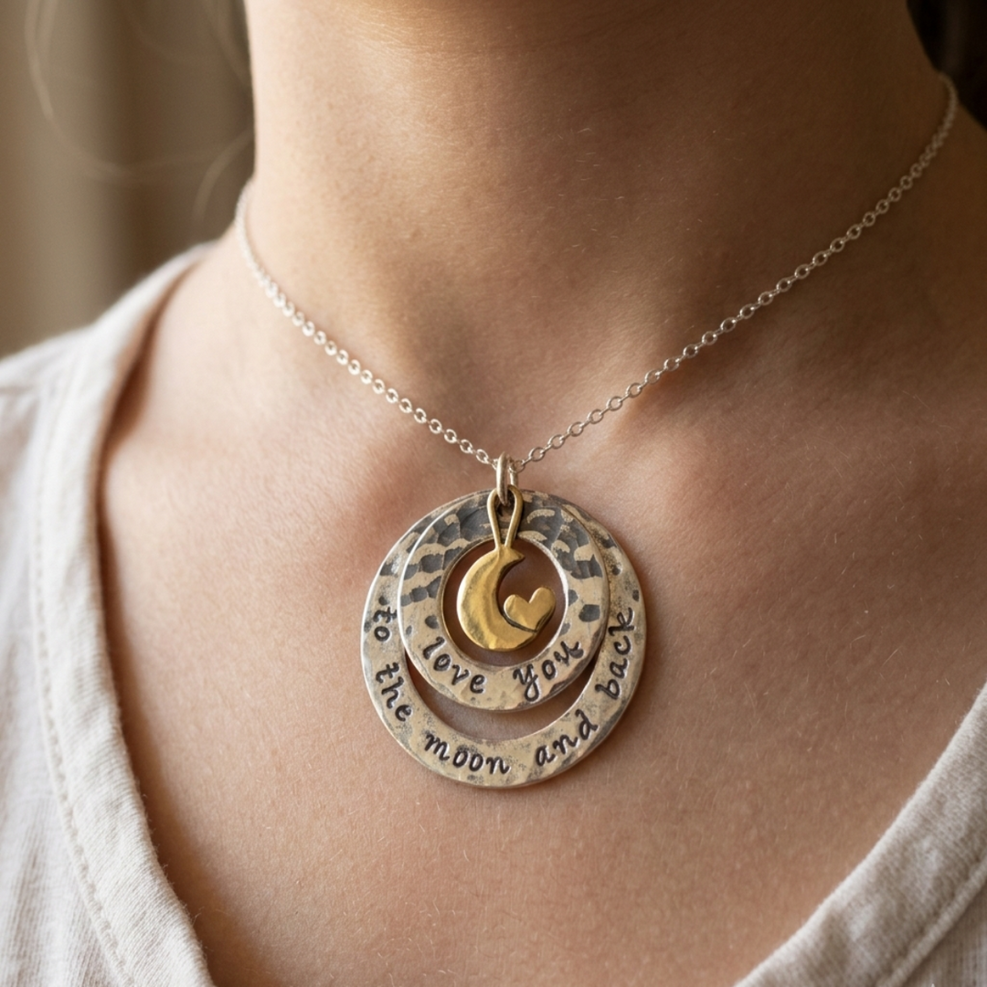 Love 925 Sterling Silver Pendant Adjustable Chain with Message Postcard