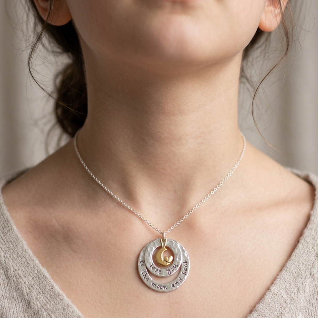 Love 925 Sterling Silver Pendant Adjustable Chain with Message Postcard