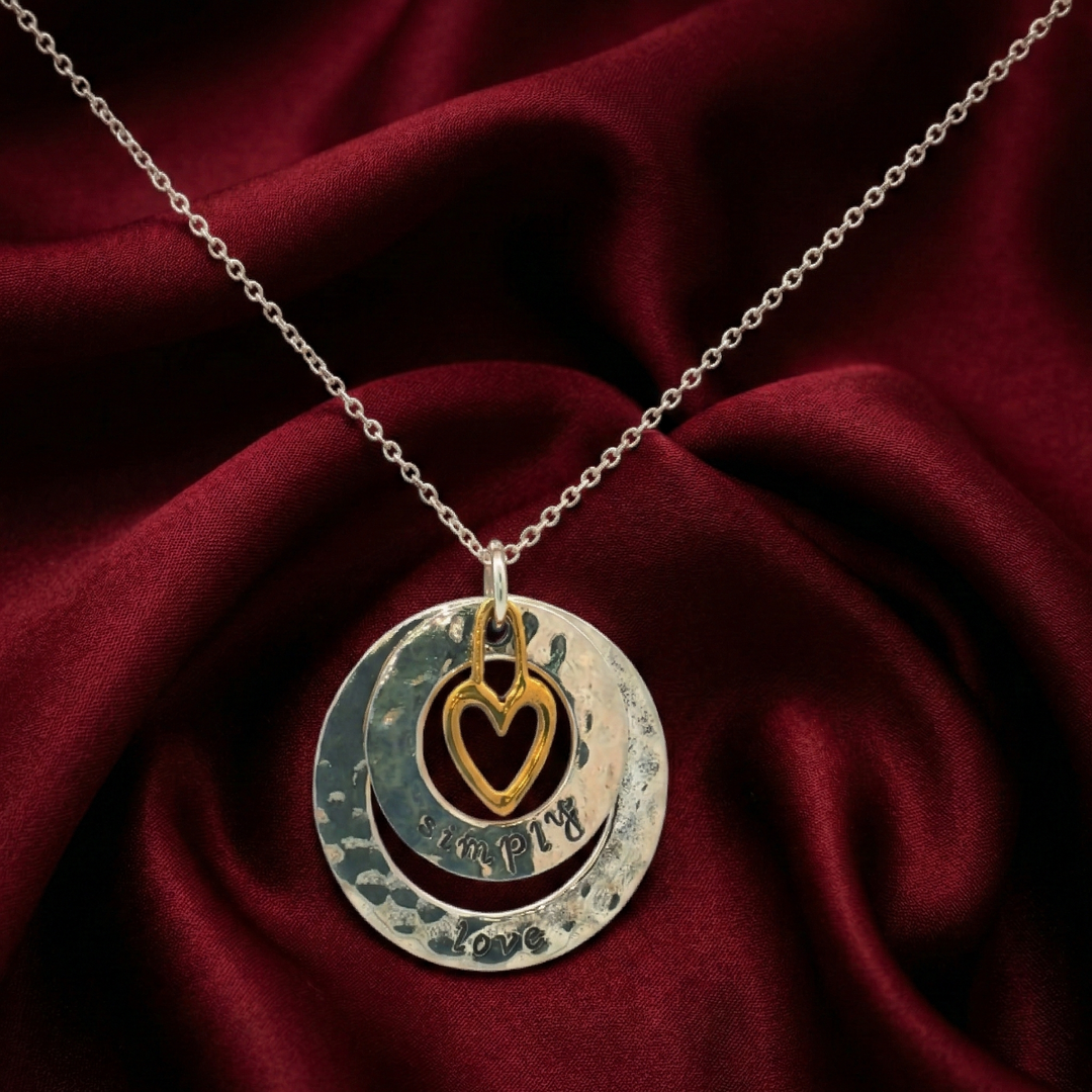 Love 925 Sterling Silver Pendant With Adjustable Chain with Message Postcard