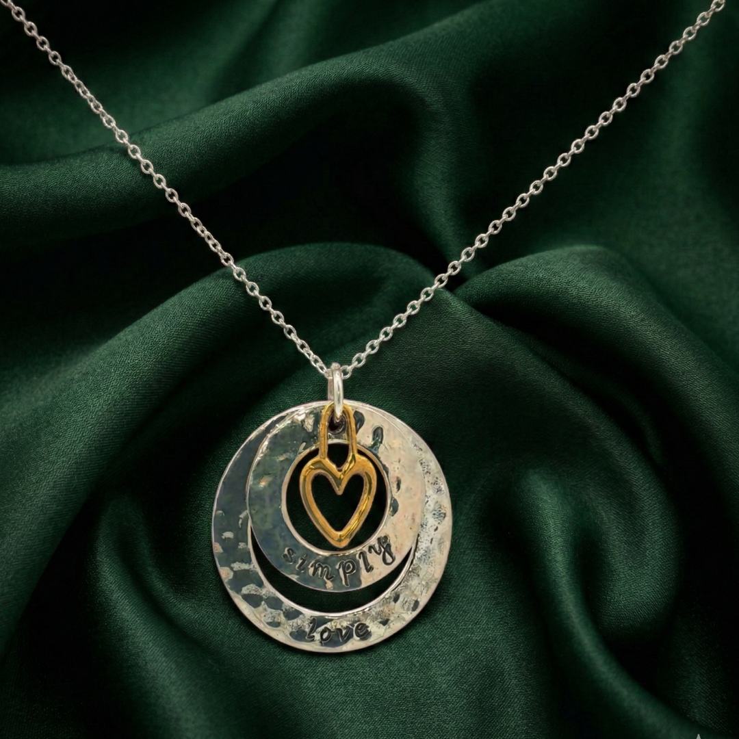 Love 925 Sterling Silver Pendant With Adjustable Chain with Message Postcard
