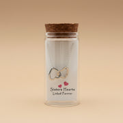 Sisters Hearts Linked Forever 925 Sterling Silver Pendant With Chain Adjustable Length