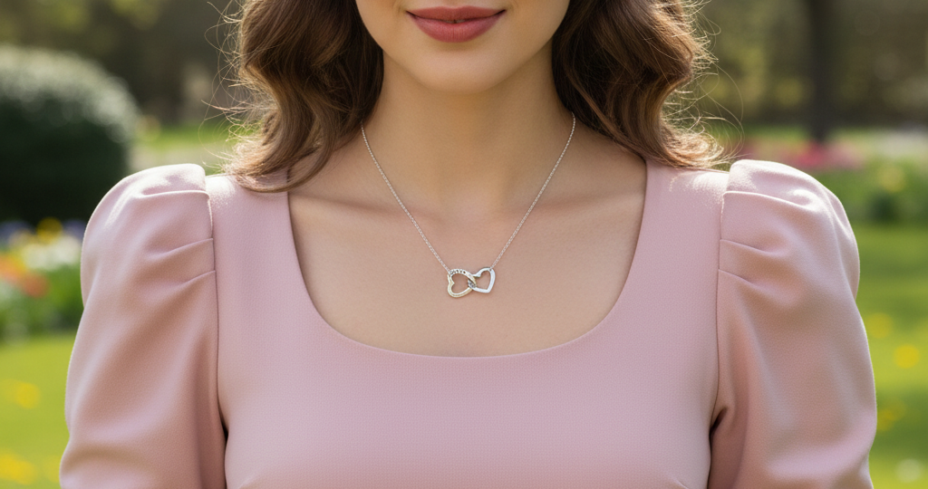 Sisters Hearts Linked Forever 925 Sterling Silver Pendant With Chain Adjustable Length