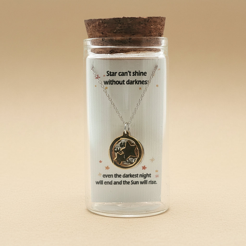 Star Can't Shine Without Darkness 925 Sterling Silver Pendant With Chain Adjustable Length