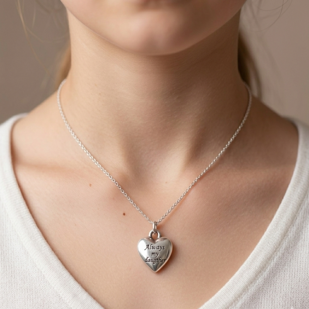 Daughter 925 Sterling Silver Pendant With Chain Adjustable Length in Glass Bottle