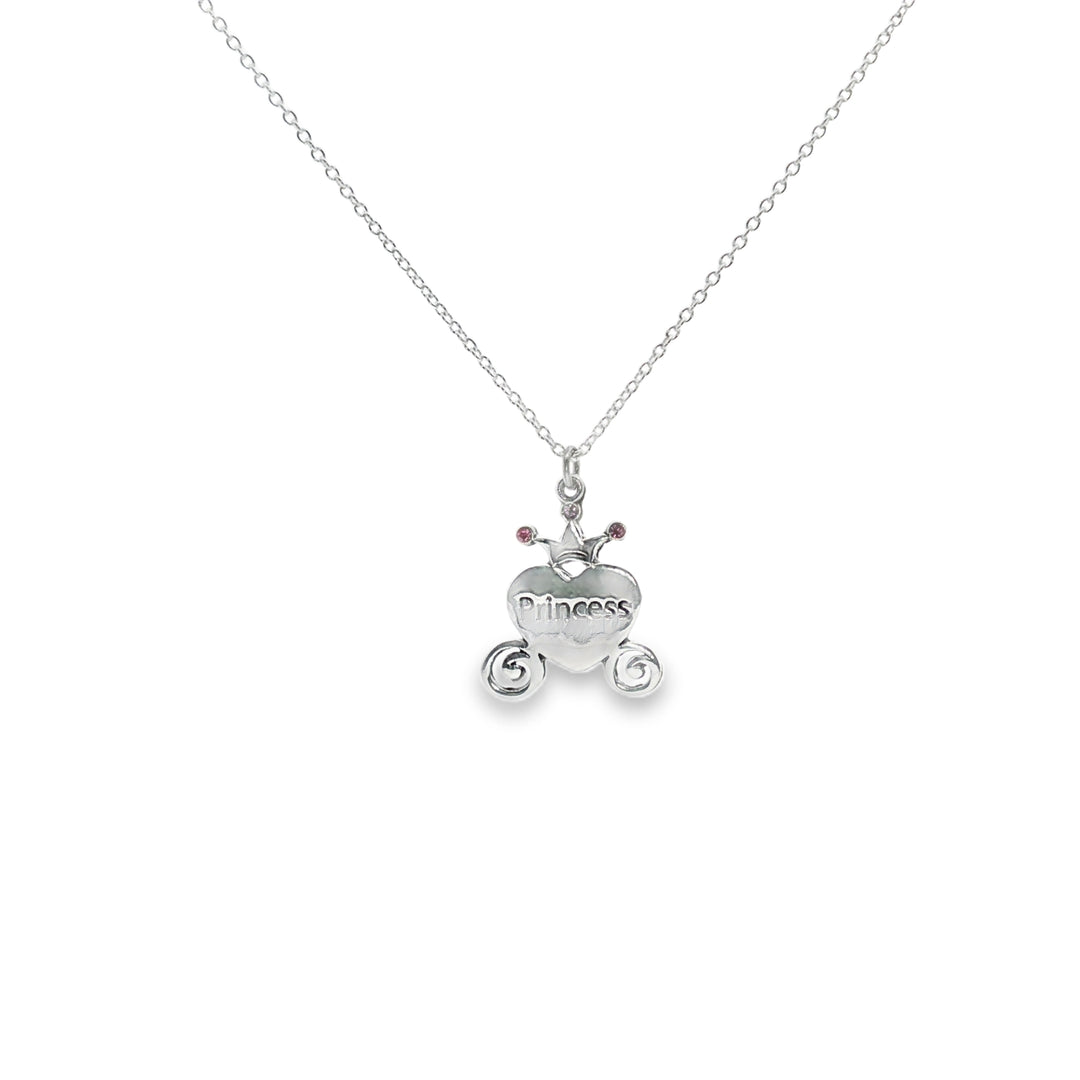 Princess 925 Sterling Silver Pendant With Chain Adjustable Length