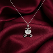 Princess 925 Sterling Silver Pendant With Chain Adjustable Length in Glass Bottle