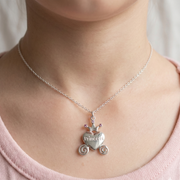 Princess 925 Sterling Silver Pendant With Chain Adjustable Length in Glass Bottle