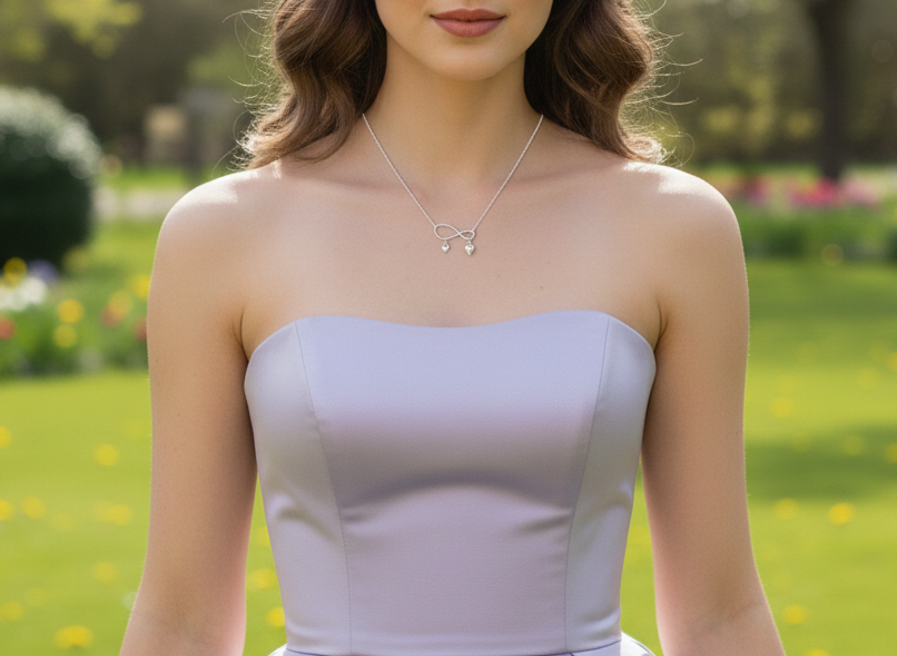 Love & Forever 925 Sterling Silver Pendant With Chain Adjustable Length