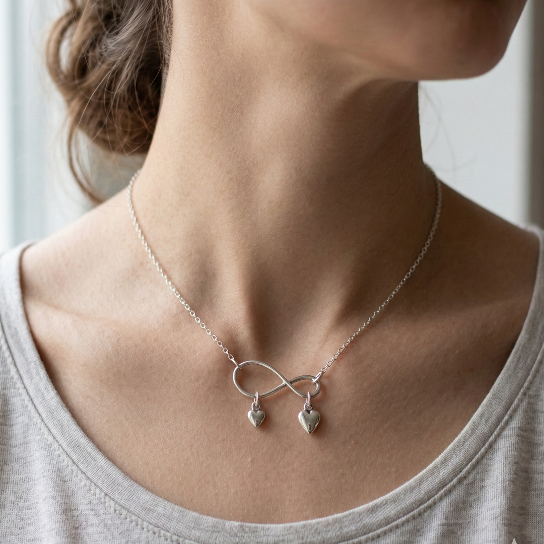 Love & Forever 925 Sterling Silver Pendant With Chain Adjustable Length in Glass Bottle