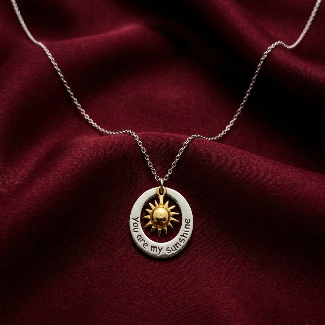 Sunshine 925 Sterling Silver Pendant With Chain Adjustable Length in Glass Bottle